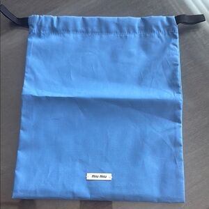 Miu Miu Sky Blue Drawstring Pouch NEW